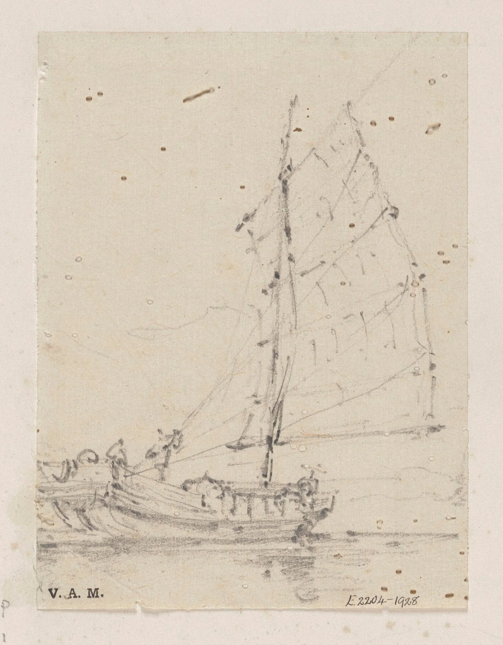 A junk under sail, detail