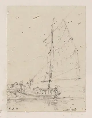 A junk under sail, by George Chinnery, 19