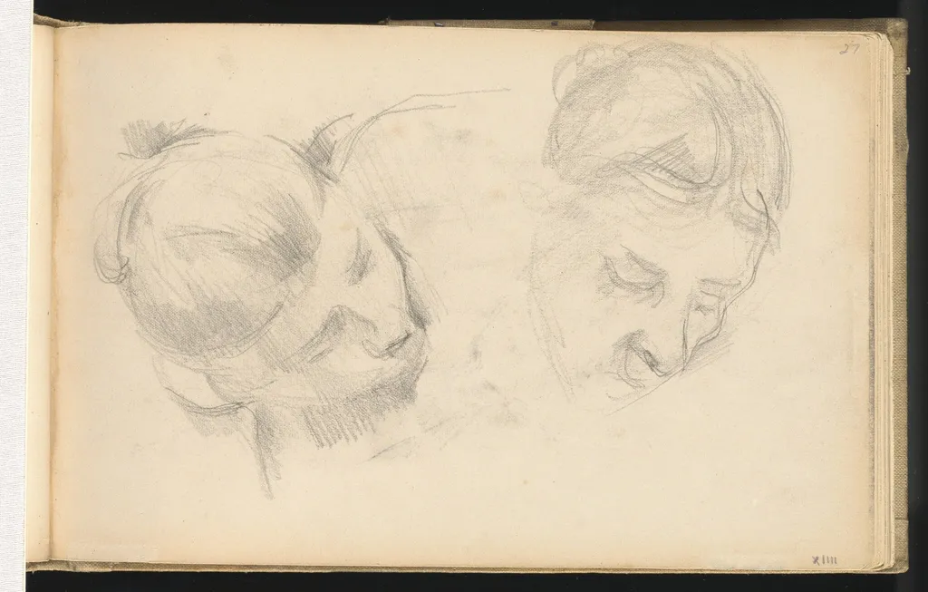Two Heads of Women, by Paul Cézanne, graphite, 1892