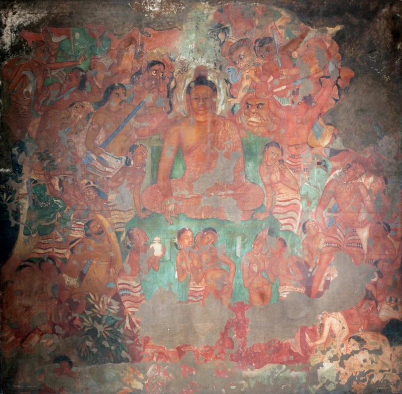 Copy of Painting inside the Caves of Ajanta (cave 1), detail