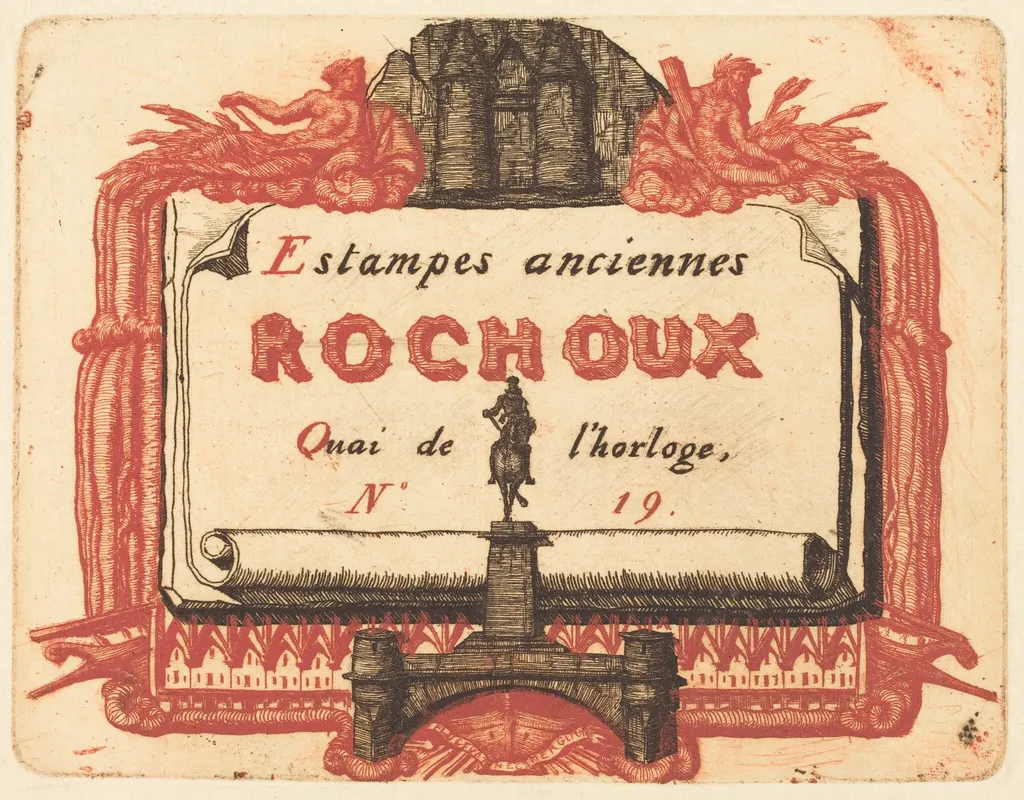 Adresse de Rochoux, Marchand d'estampes (The Address-Card of Rochoux, a Printseller), by Charles Meryon, ink, 1856