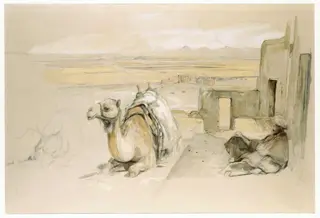 Camels, West Thebes, Egypt, by John Frederick Lewis, watercolor, 1850