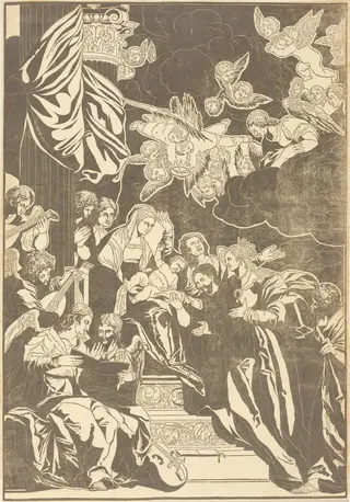The Mystic Marriage of Saint Catherine, by John Baptist Jackson, ink, 1740