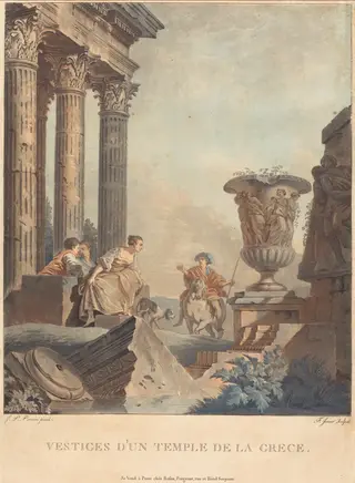 Vestiges d'un temple de la Grece, by Jean-François Janinet, ink, 1783