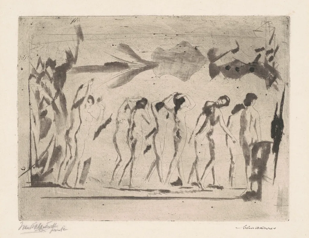 Mirror of Illusion, by Arthur B. Davies, ink, 1916