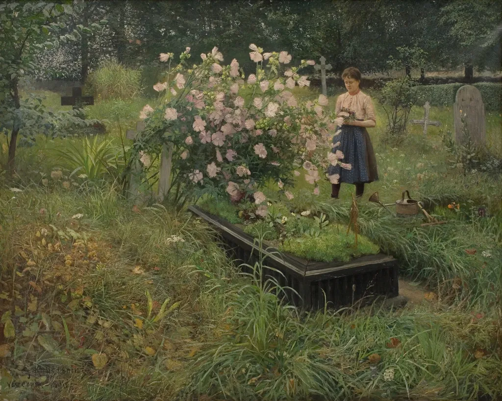 Graveyard Scene, by Gottfrid Kallstenius, oil, 1896