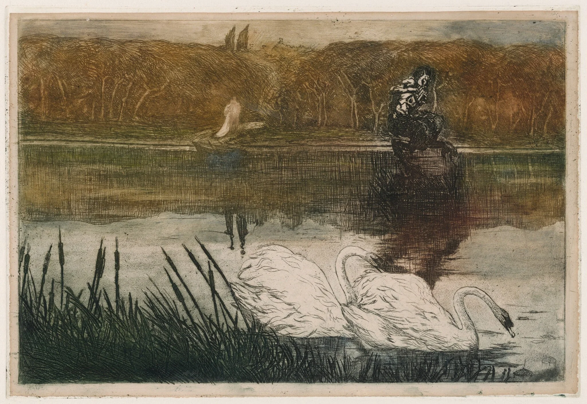 Lake with Swans, detail