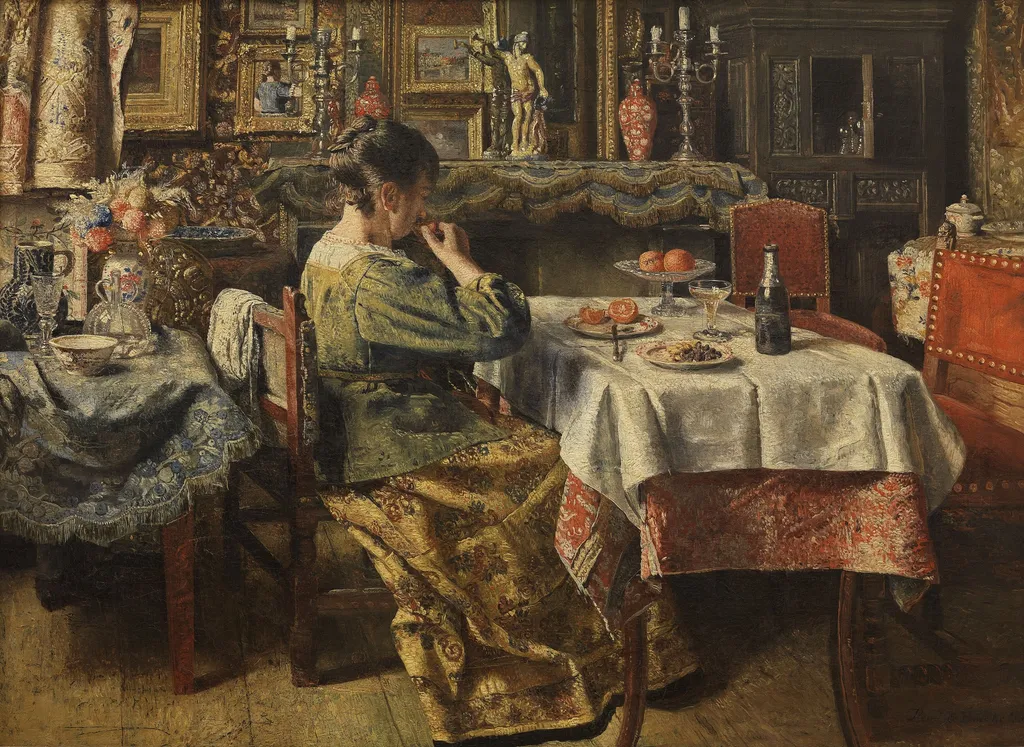 The Meal, by Henri de Braekeleer, oil, 1893