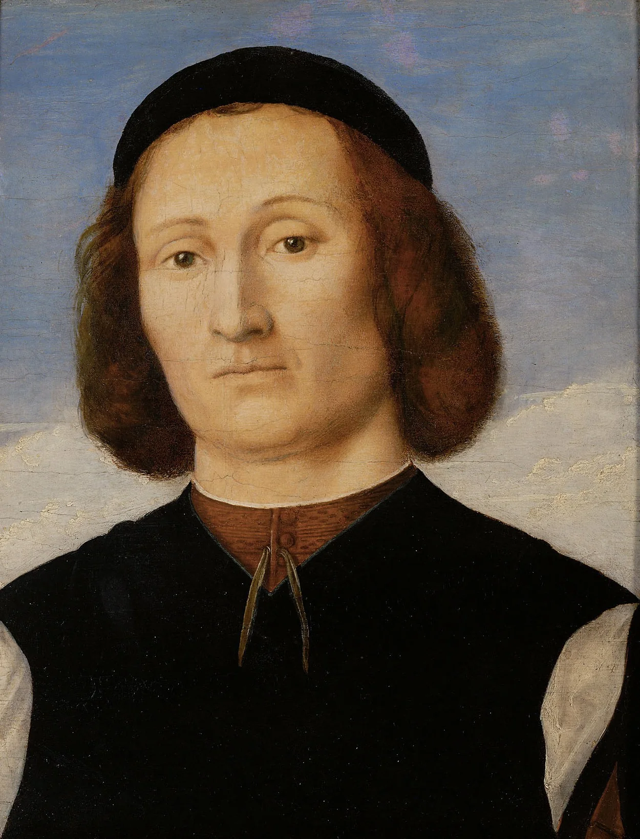 Bildnis eines Mannes mit schwarzer Kappe, detail