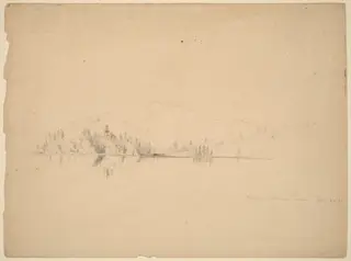Upper Saranac Lake, by Homer Dodge Martin, graphite, 1861