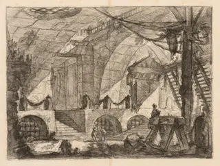 The Prisons:  An Arched Chamber with Posts and Chains, by Giovanni Battista Piranesi, 1748