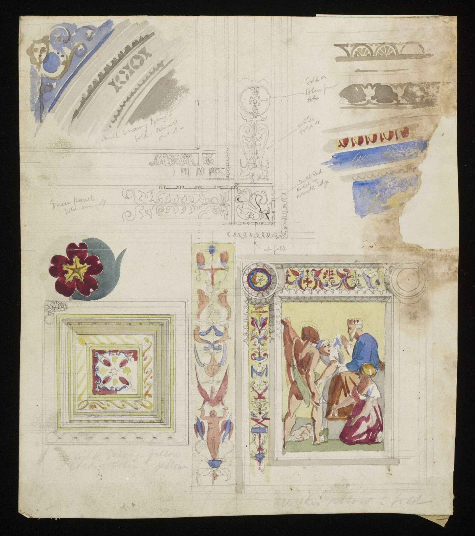 Study of frescos by Raphael on the ceiling of the Stanze della Segnatura in the Vatican Palace, detail