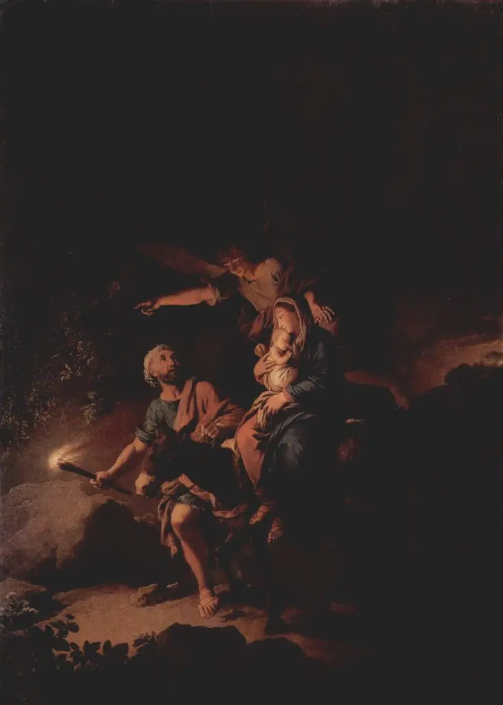 Flight into Egypt, by Christian Wilhelm Ernst Dietrich, oil, 1752
