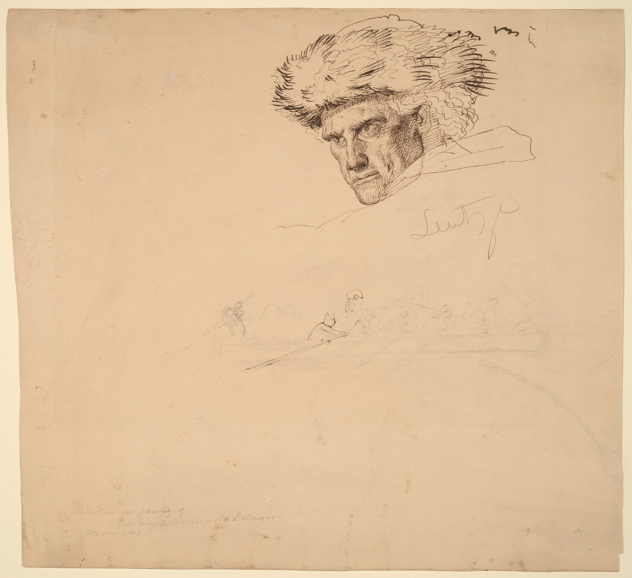 Studies for "Washington Crossing the Delaware" [recto], detail