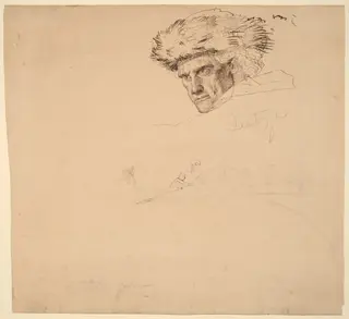 Studies for "Washington Crossing the Delaware" [recto], by Emanuel Gottlieb Leutze, ink, 1849