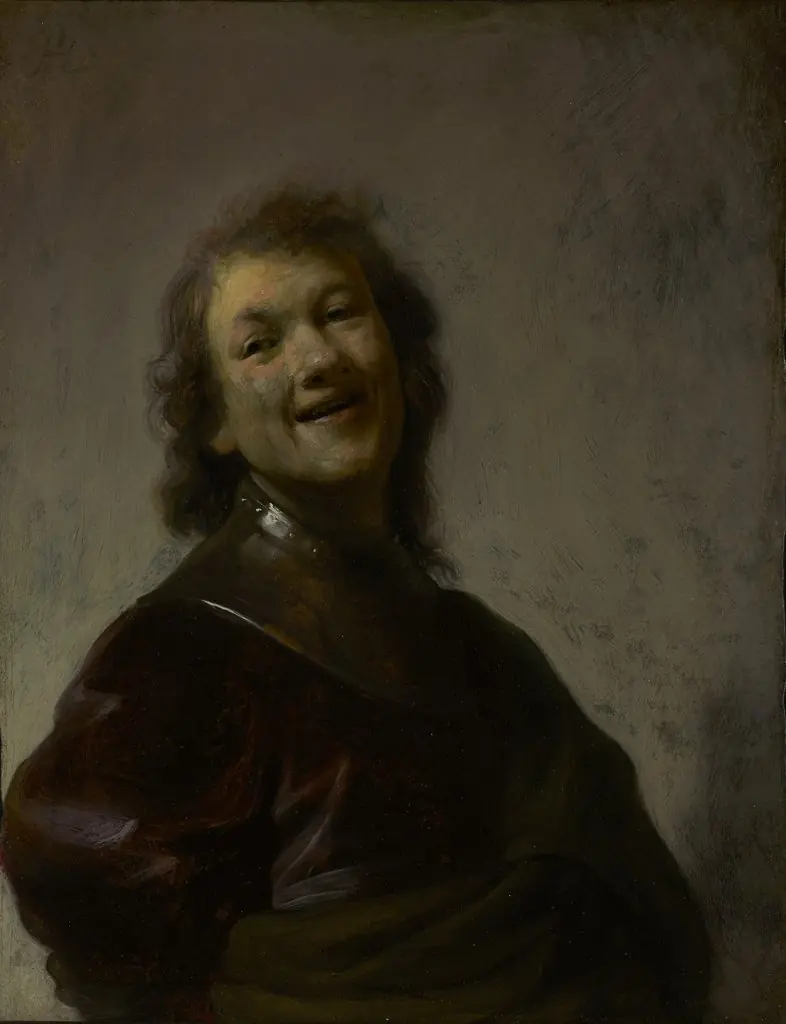 Rembrandt Laughing, by Rembrandt, oil, 1628