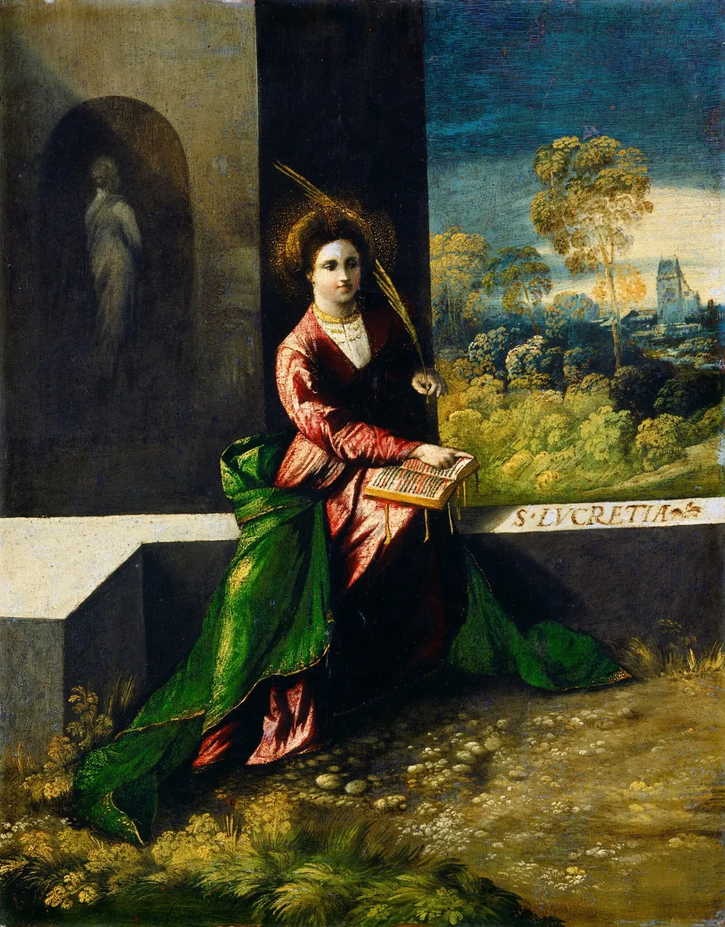 Saint Lucretia, by Dosso Dossi, oil, 1520