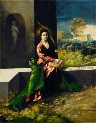 Saint Lucretia, by Dosso Dossi, oil, 1520