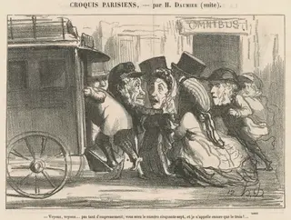 Voyons, voyons ... pas tant d'empressement ..., by Honoré Daumier, ink, 1865