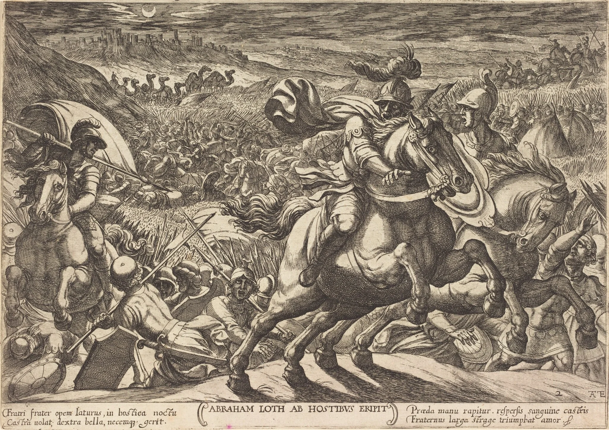 Abraham makes the enemies flee who hold his nephew, detail