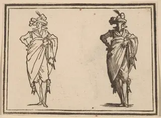 Gentleman Viewed from the Front with Hand on Hips, by Edouard Eckman, ink, 1621