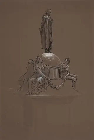 Design for a Shakespeare Memorial, by Walter Crane, ink, 1880