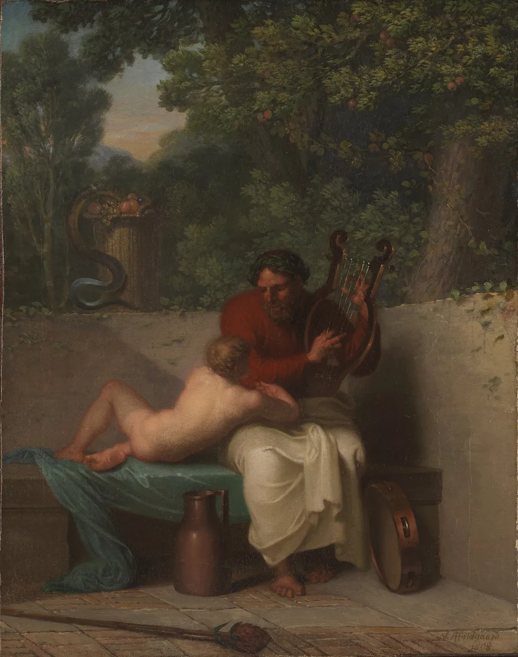 The Greek Poet Anacreon and Bathyll, by Nicolai Abildgaard, oil, 1808