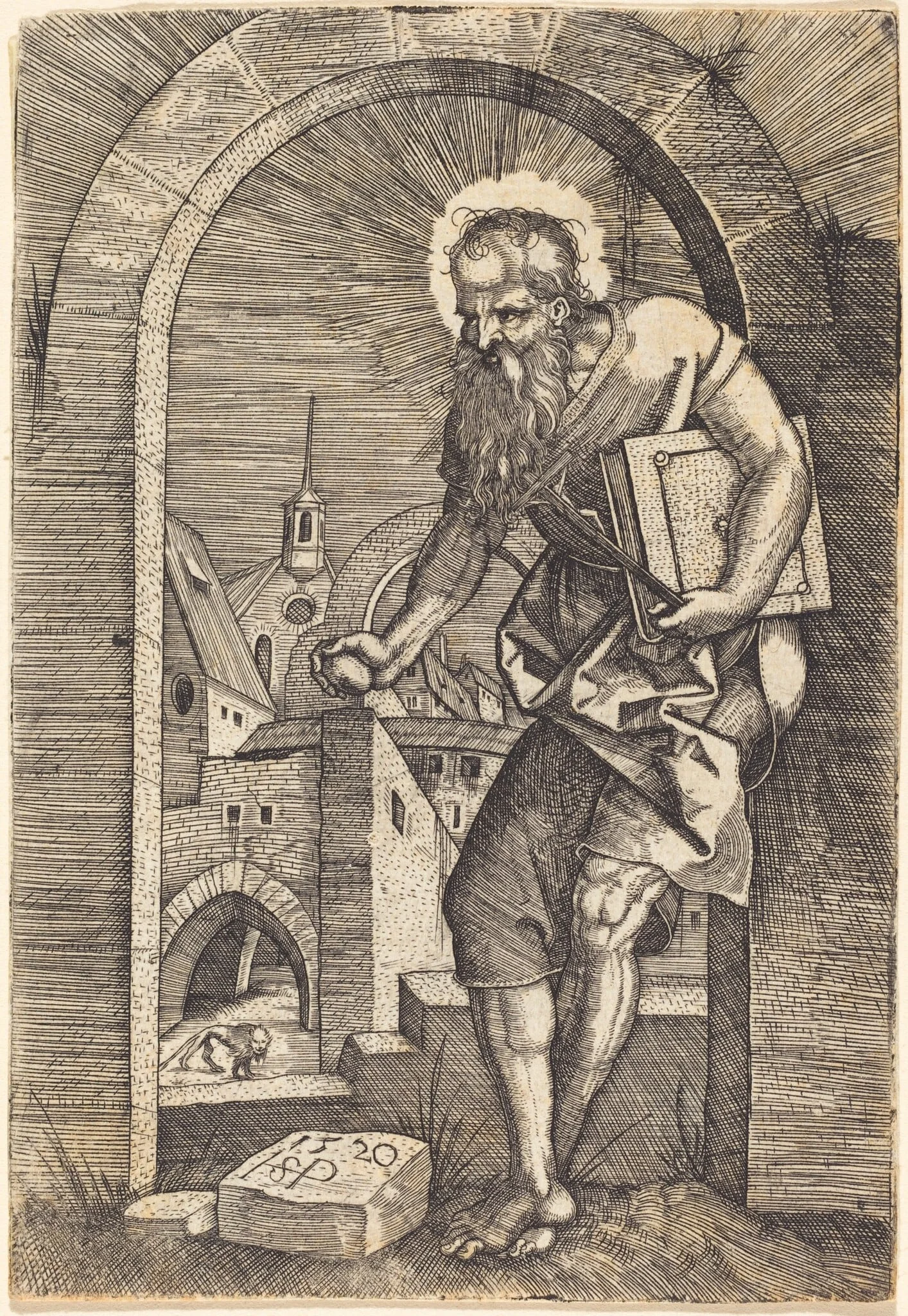 Saint Jerome Standing Under an Arch, detail
