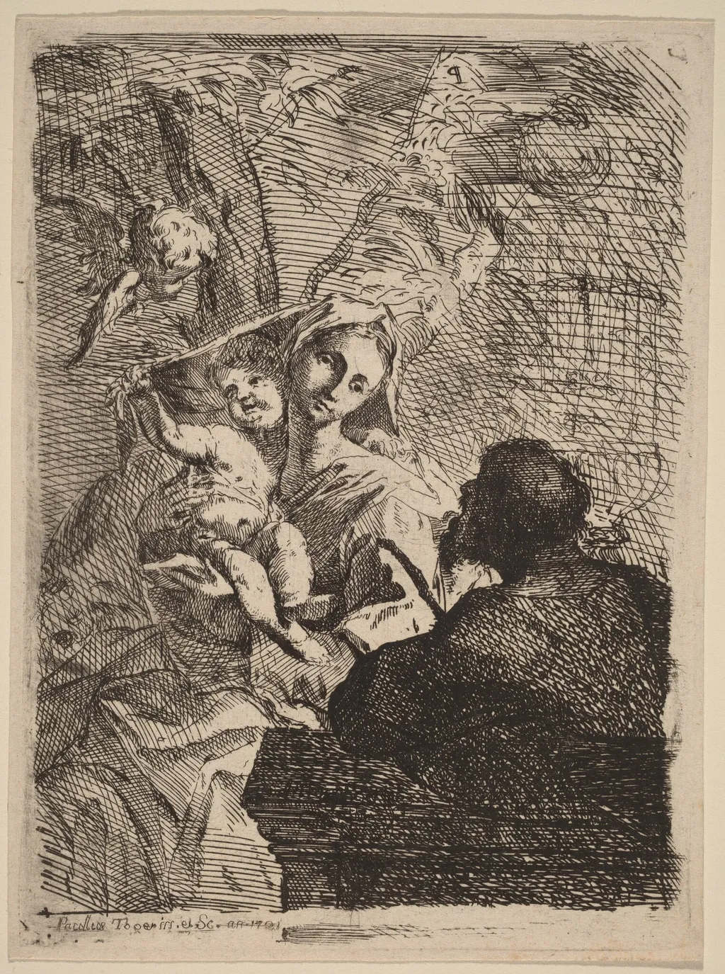 The Rest on the Flight into Egypt, by Paul Troger, ink, 1721