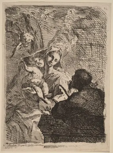 The Rest on the Flight into Egypt, by Paul Troger, ink, 1721