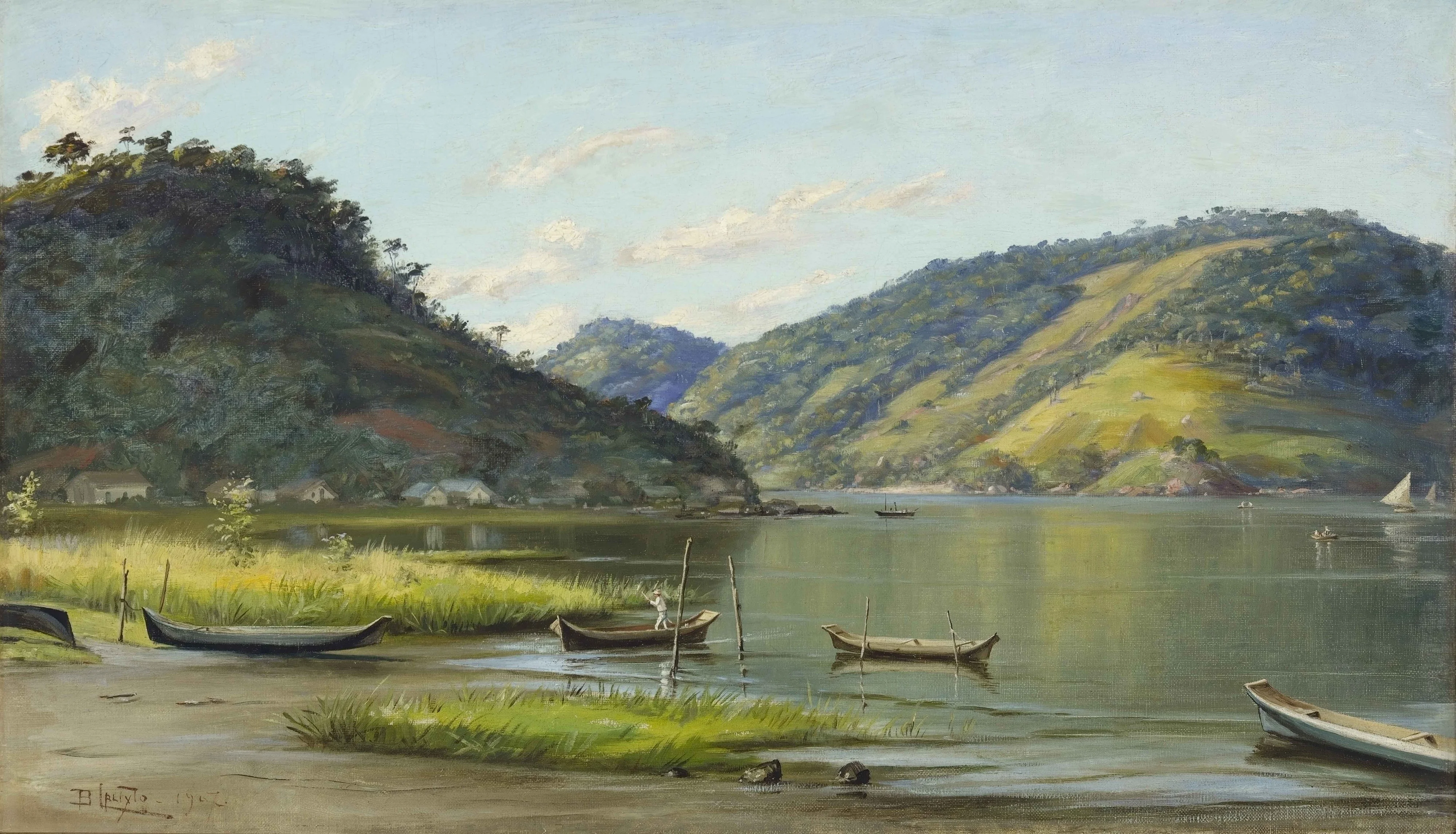 Enseada com barcos, detail