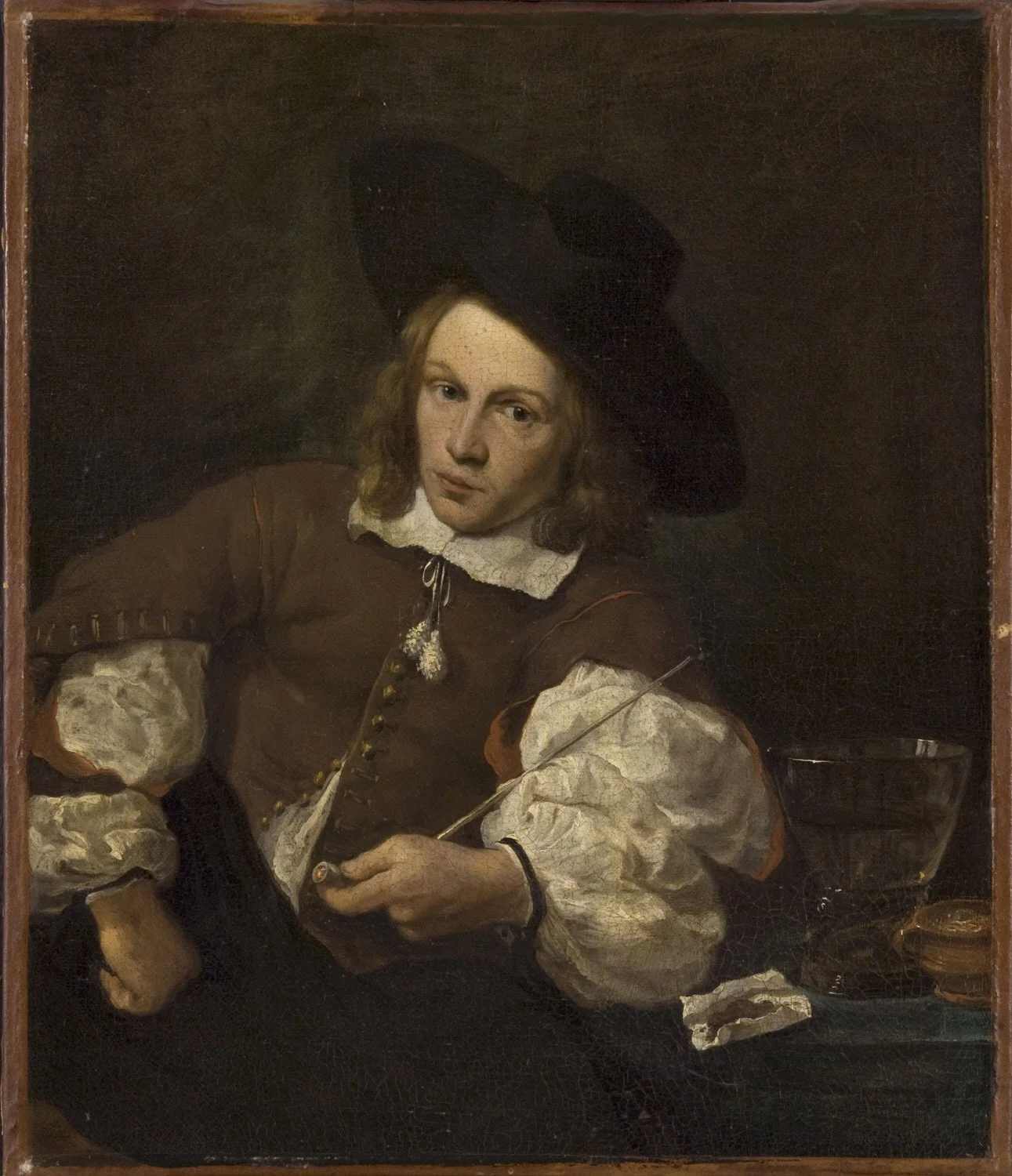 Portrait of a Young Man Seated Smoking, detail