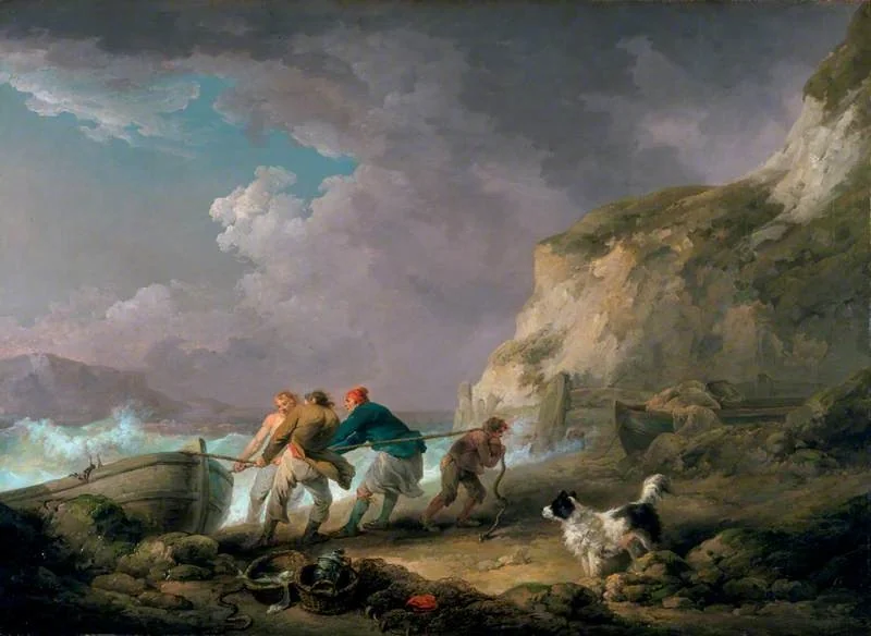 Seashore: Fishermen Hauling in a Boat, detail