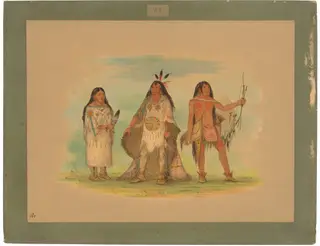 Three Minatarree Indians, by George Catlin, oil, 1861