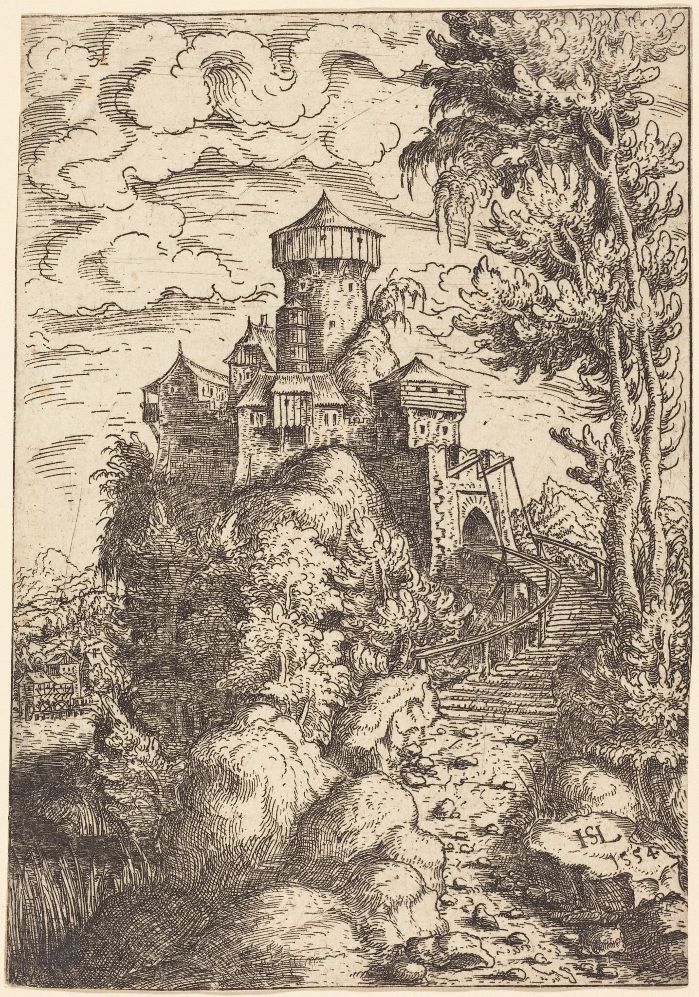 Landscape with a Fortress and Big Stairway, detail