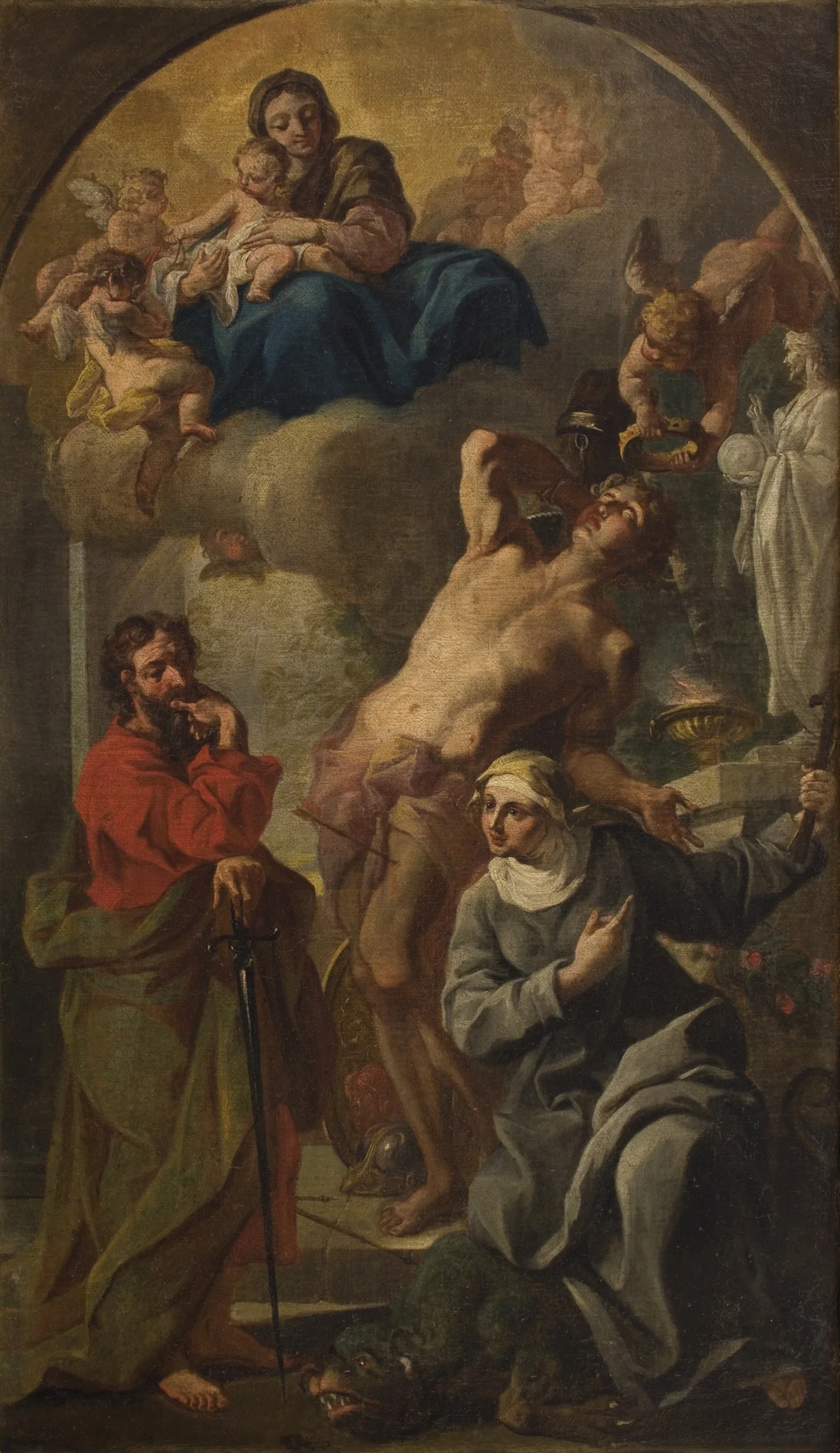 Madonna and Child with Saints Sebastian, Paul and Martha (Acceptance of Saint Sebastian Into the Group of Holy Martyrs), detail