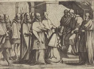 Papal Audience [verso], by Jacques Callot, ink, 1612