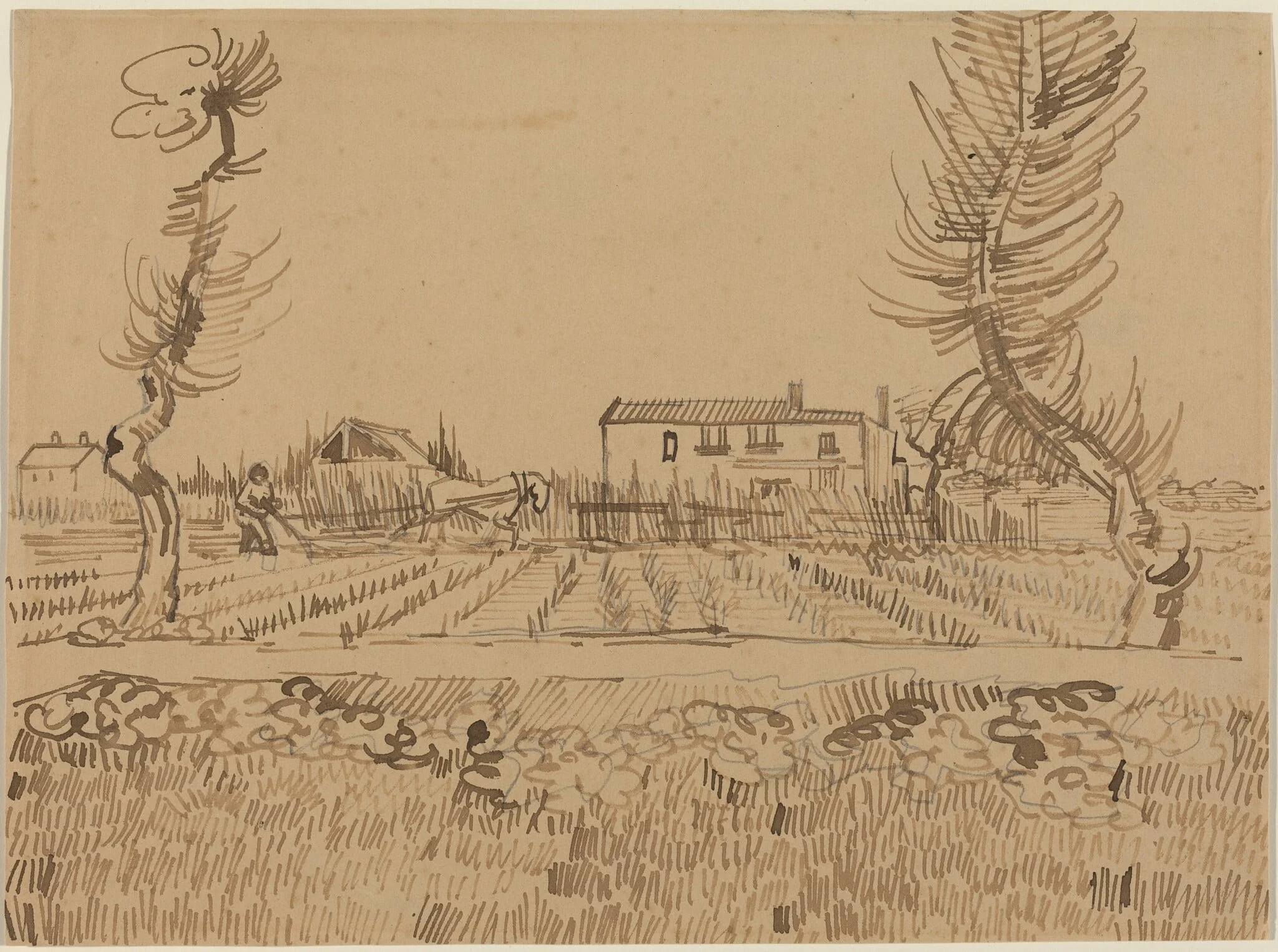 Ploughman in the Fields near Arles, detail