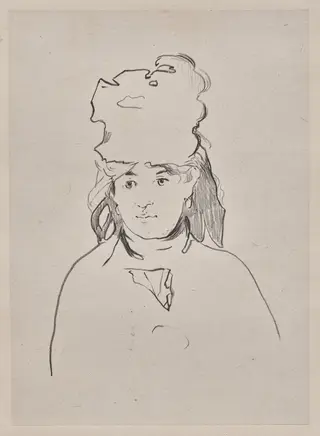 Berthe Morisot in Silhouette, by Édouard Manet, 1873