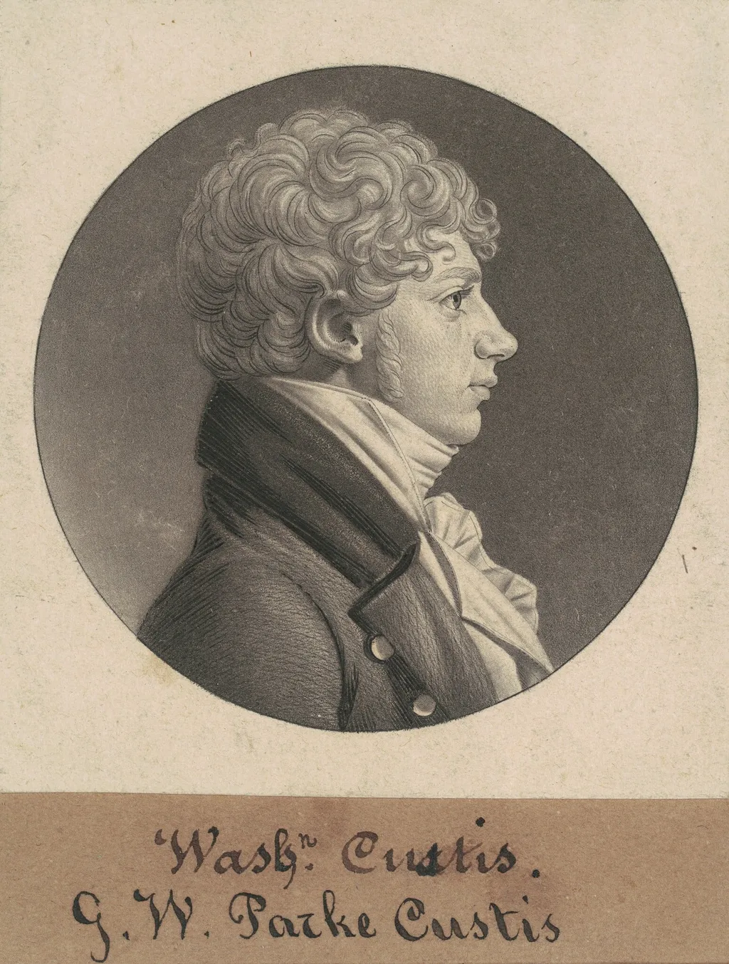 George Washington Parke Custis, by Charles B. J. Févret de Saint-Mémin, ink, 1808