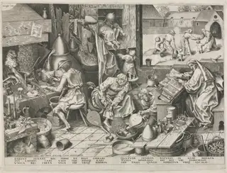 Alchemist, by Philip Galle, 1558