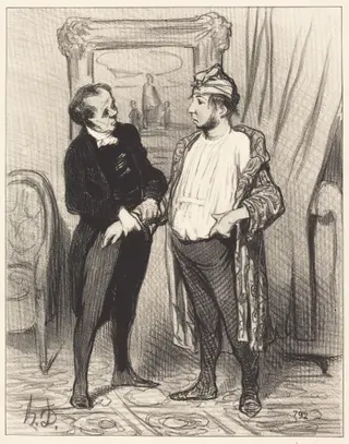Mon cher je t'assure que je te..., by Honoré Daumier, ink, 1845