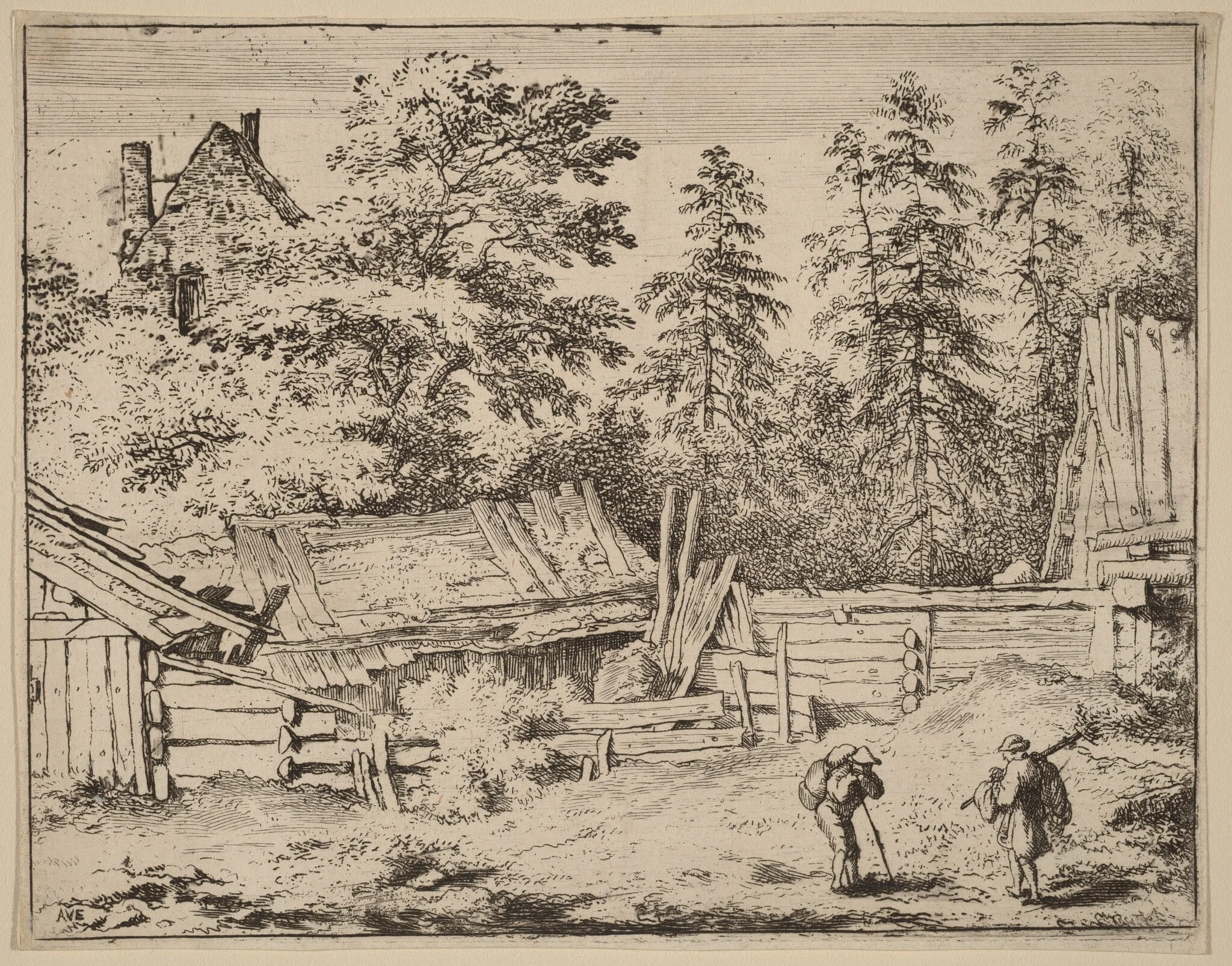 Three Cottages, detail
