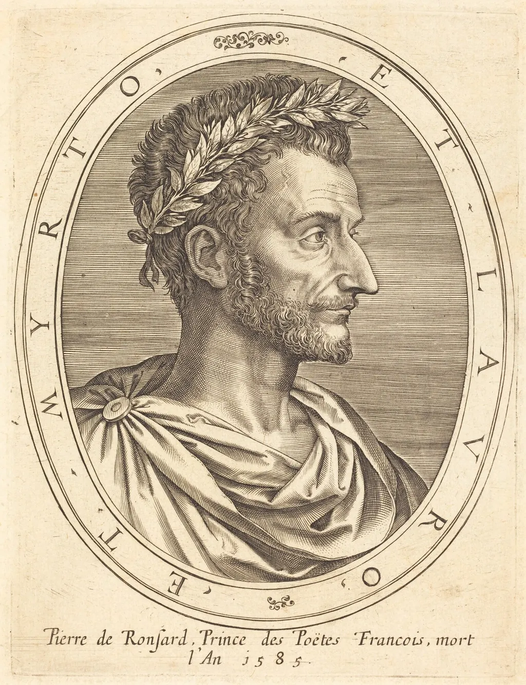 Pierre de Ronsard, by Michel Lasne, ink, 1628
