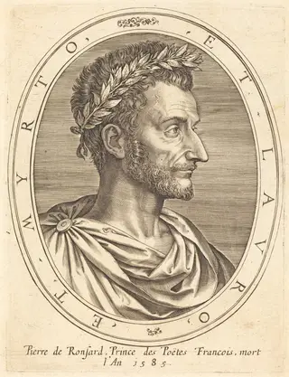 Pierre de Ronsard, by Michel Lasne, ink, 1628