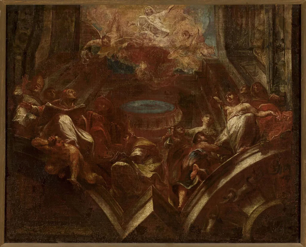 Sketch for the plafond Adoration of Madonna, by Franz Sigrist, oil, 1775