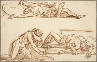 Achilles and Patroclus, by Philippe-Auguste Hennequin, ink, 1786