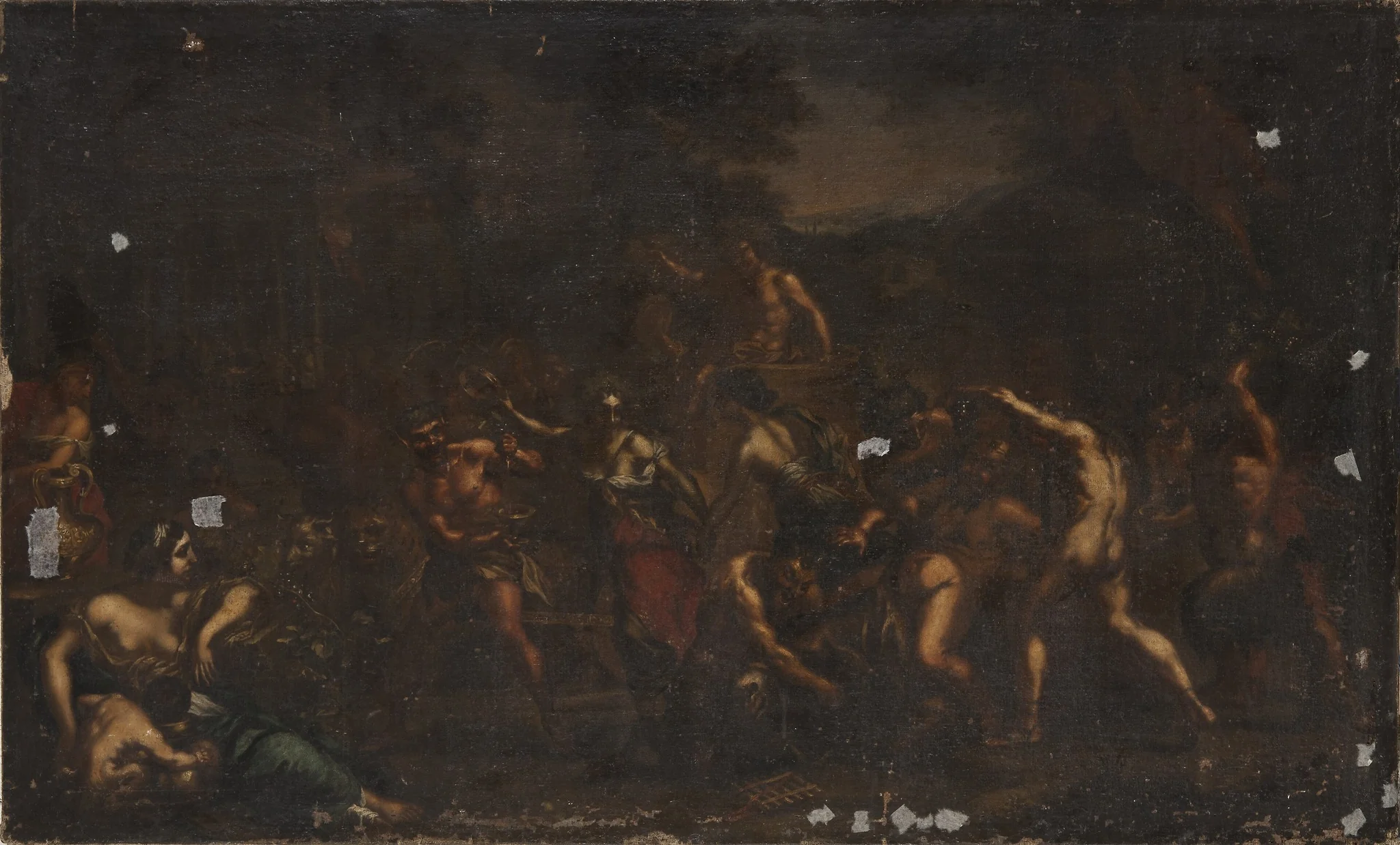 Company Celebrating Bacchus, detail