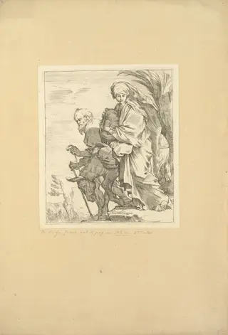 The Flight into Egypt, by Sébastien Bourdon, ink, 1644