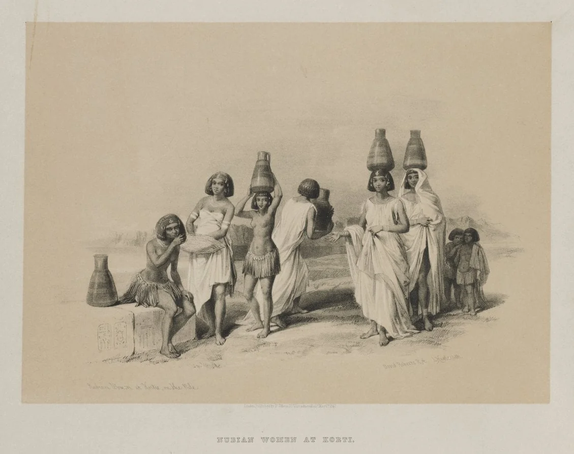 Egypt and Nubia, Volume I: Nubian Women at Kortie, on the Nile, detail